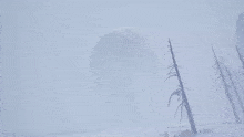 a giant monster is standing in the middle of a snow covered field