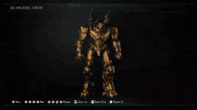 a video game screen shows a 3d model of a robot