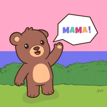a teddy bear with a speech bubble that says mama on it