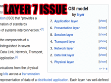 a page that says ' layer 7 issue osi model by layer you idiot you fucking dumbass ' on it