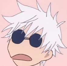 a drawing of a person with white hair and sunglasses