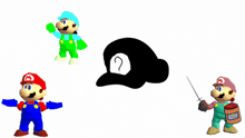 a group of mario characters standing next to each other