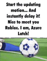 a picture of a soccer ball with the words " start the updating motion and instantly delay it "