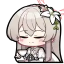 a cartoon girl with long hair and a flower in her hair is holding a cup of tea .