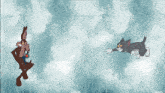 a cartoon cat is looking out a window at the clouds