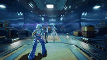 a video game is being played in a room with boxes on the floor
