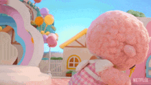 a stuffed animal with a netflix logo in the corner