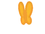 a pixel art drawing of an orange butterfly with a white background
