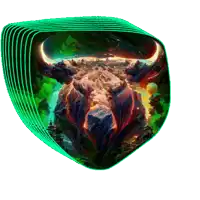 a painting of a mountain with a bull 's head in the middle