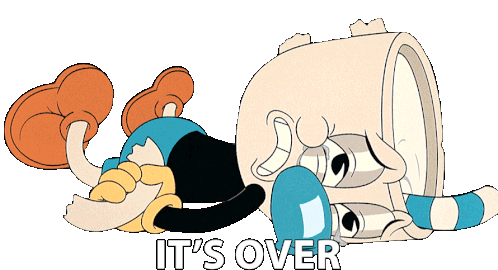 Its Over Mugman Sticker - Its Over Mugman The Cuphead Show Stickers