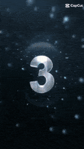 the number 3 is surrounded by a dark background