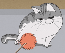 a drawing of a cat playing with a brush