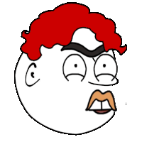 a cartoon drawing of a person with red hair