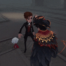 a man giving a high five to another man in a costume