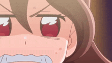 a close up of a cartoon character 's face with a surprised expression