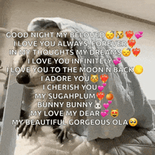 a picture of a raccoon with a message that says good night my beloved