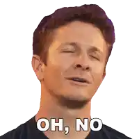 a man with his eyes closed has the words oh no written on his face