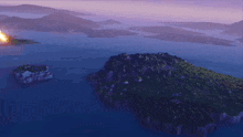 an aerial view of a large island in the middle of the ocean