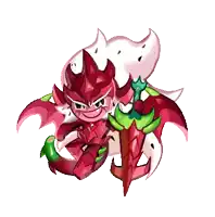 a pixel art drawing of a dragon with a sword and wings
