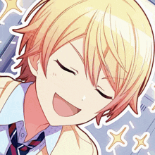 a close up of a boy with his eyes closed and a tie