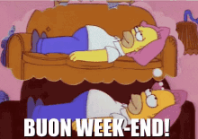 Buon Sabato Week-end Homer Simpson Divano Riposo Relax GIF - Homer Simpson Lazy GIFs