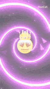 a smiley face with hearts in its eyes and a crown on top of it