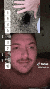 a man 's face is displayed next to a picture of a hole in the ground