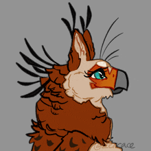 a drawing of a cat with a bird 's head and a watermark that says @zgrace