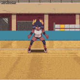 a pixel art drawing of a girl on a basketball court with the hashtag fifthtee55