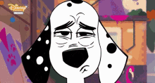 a dalmatian dog is making a sad face in a disney premiere advertisement