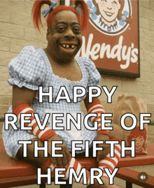 a wendy 's sign with a picture of a woman in a dress