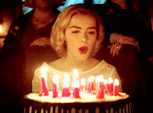 Chilling Adventures Of Sabrina Blowing Candles GIF