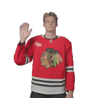 a hockey player wearing a red jersey that says coca-cola on it