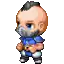 a pixel art drawing of a man with a beard wearing a gas mask .