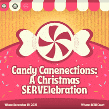 an advertisement for candy cane connections a christmas servelebration