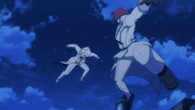 a man in a white robe is flying through the air