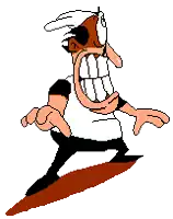 a pixelated cartoon of a man with a huge mouth