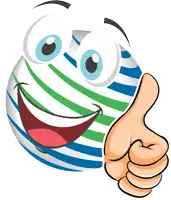 a cartoon smiley face with a thumbs up