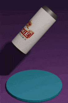 a white cylinder with the word okie on the front