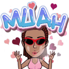 a cartoon of a woman wearing sunglasses with the word mijah above her