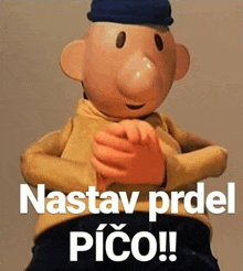a cartoon character with the words nastav prdel pico written on the bottom
