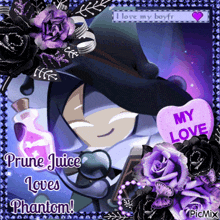 a picture of a boy with a heart that says my love on it
