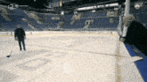 a man stands on a hockey rink with the number 2 on the bottom left