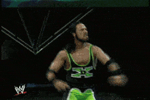 a wrestling match is being shown on a wwe television
