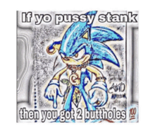 a drawing of sonic the hedgehog with the caption if yo pussy stank then you got 2 buttholes 100