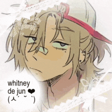 a drawing of a person with the name whitney de jun on the bottom