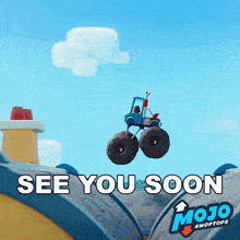 a picture of a monster truck that says see you soon on it