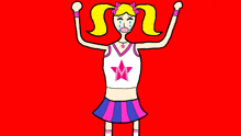 a cartoon of a cheerleader with a pink star on her shirt