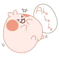 a cartoon drawing of a pig with a speech bubble saying aha ha ha ha