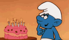 dreamy smurf the smurfs birthday cake make a wish blow out the candles
